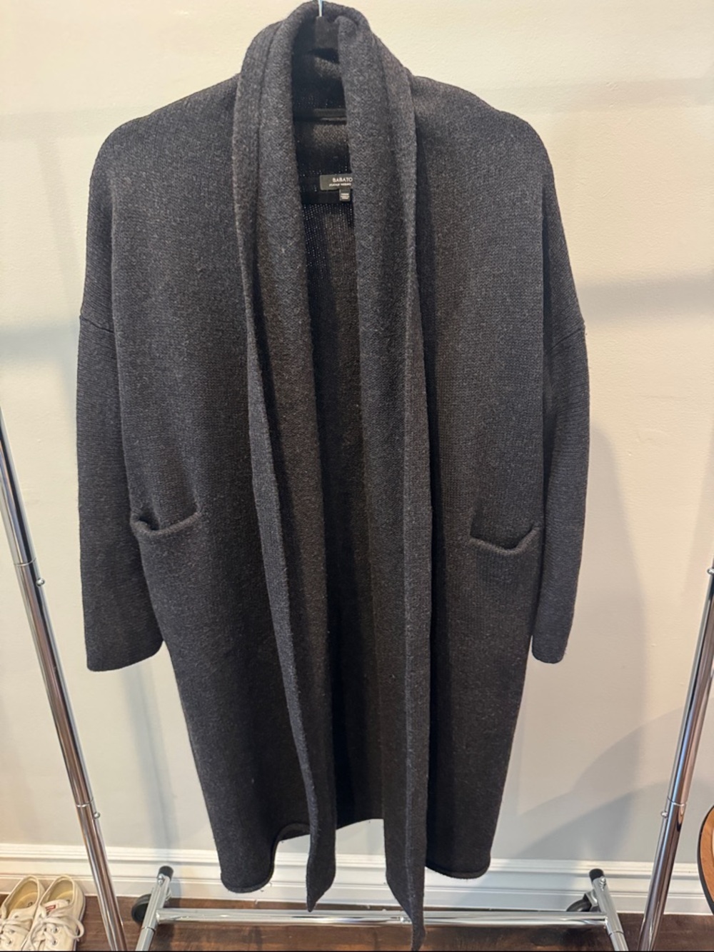 Babaton Charcoal Merino Wool Duster Cardigan